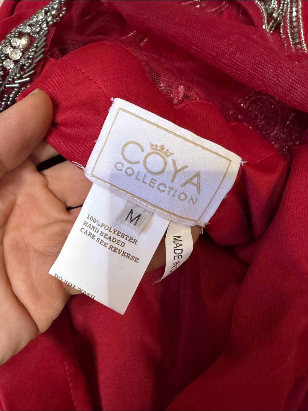 COYA Deep Red Beaded Gothic Gown NWT Vegas Mob Wife Formal Dress M - Picture 16 of 16